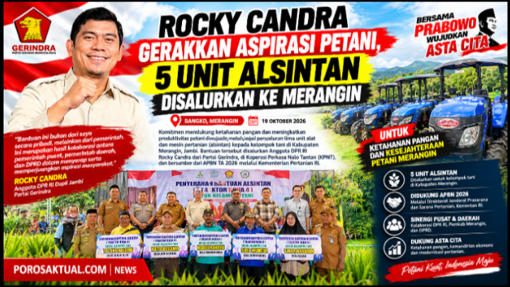 ROCKY CANDRA GERAKKAN ASPIRASI PETANI, 5 UNIT ALSINTAN DISALURKAN KE MERANGIN