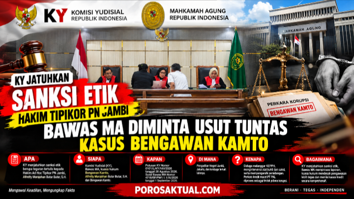 KY Jatuhkan Sanksi Etik Hakim Tipikor PN Jambi, Bawas MA Diminta Usut Tuntas Kasus Bengawan Kamto